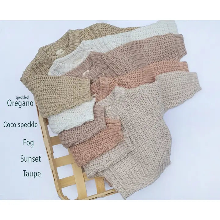 OLIVE & CRADLE Baby Sweater Chunky Braided Knit Cotton Oversize Style