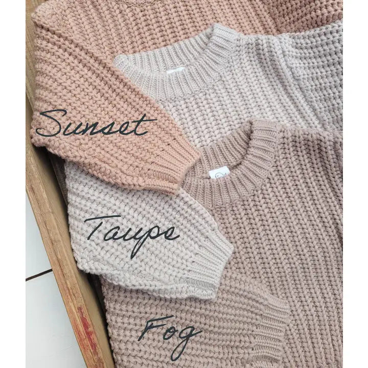 OLIVE & CRADLE Baby Sweater Chunky Braided Knit Cotton Oversize Style