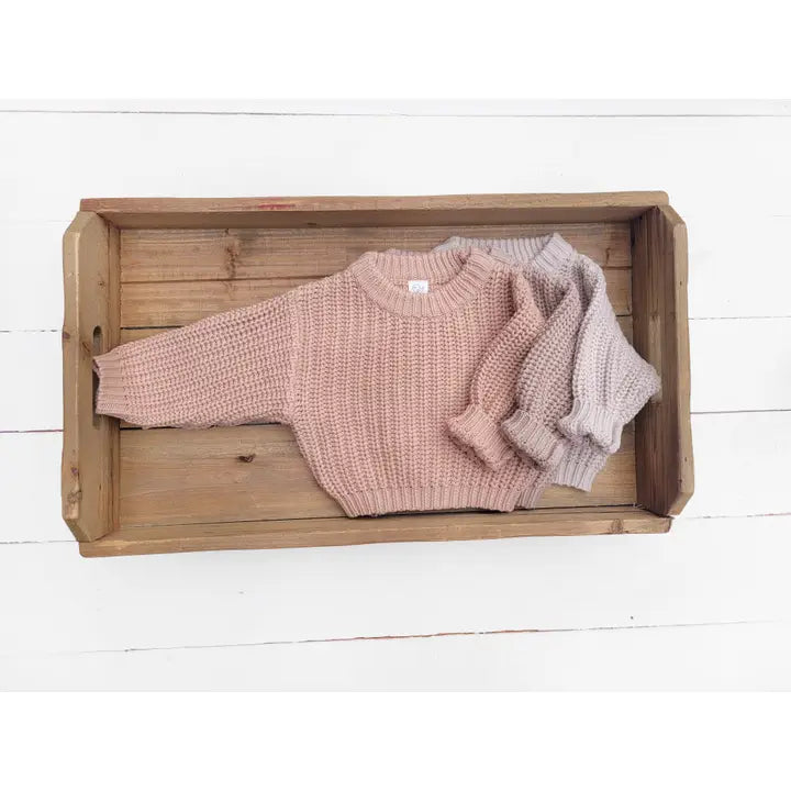 OLIVE & CRADLE Baby Sweater Chunky Braided Knit Cotton Oversize Style