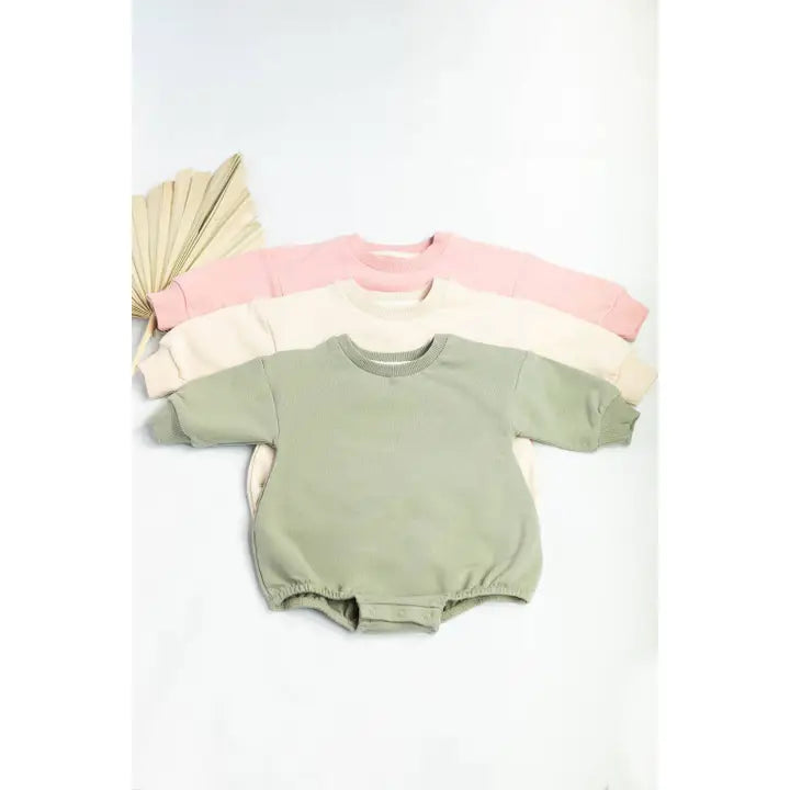 Little Organic Co. Oversized Sweatshirt Bubble Romper For Baby and Toddlers
